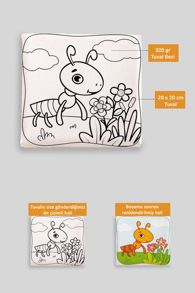 Sevimli Karınca Ön Çizimli Boyama Tuvali 9036
