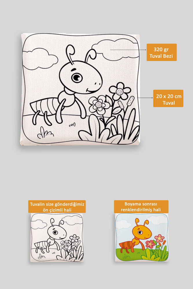 Sevimli Karınca Ön Çizimli Boyama Tuvali 9036
