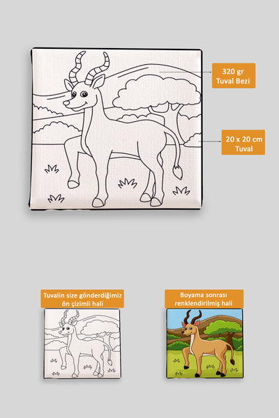 Sevimli Antilop Ön Çizimli Boyama Tuvali 9001