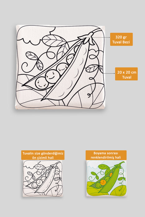 Sevimli Bezelyeler Ön Çizimli Boyama Tuvali 9053