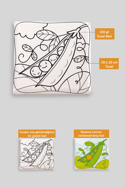 Sevimli Bezelyeler Ön Çizimli Boyama Tuvali 9053