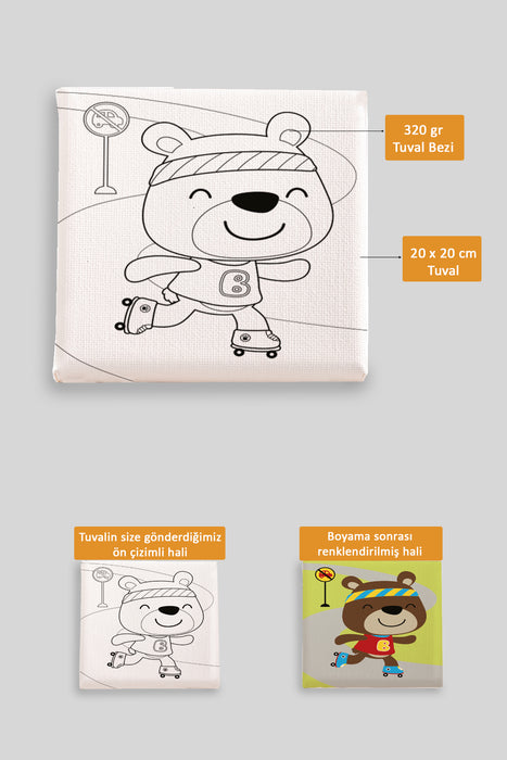 Sevimli Ayı Ön Çizimli Boyama Tuvali 9192