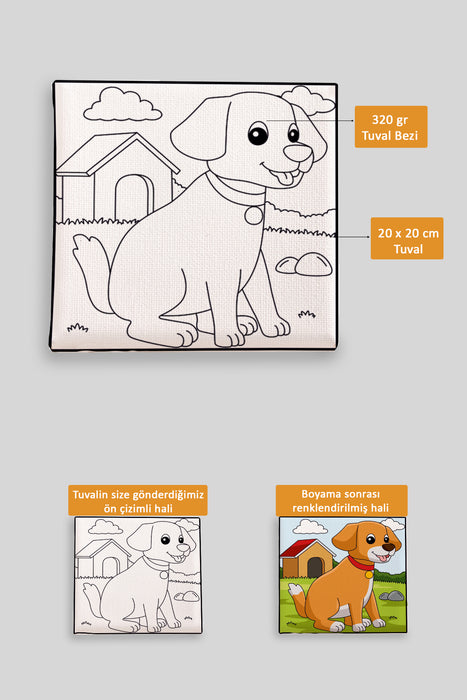 Sevimli Yavru Köpek Ön Çizimli Boyama Tuvali 9114