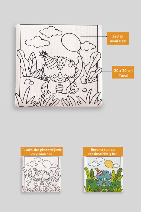 Sevimli Yavru Dinazor Ön Çizimli Boyama Tuvali 9142