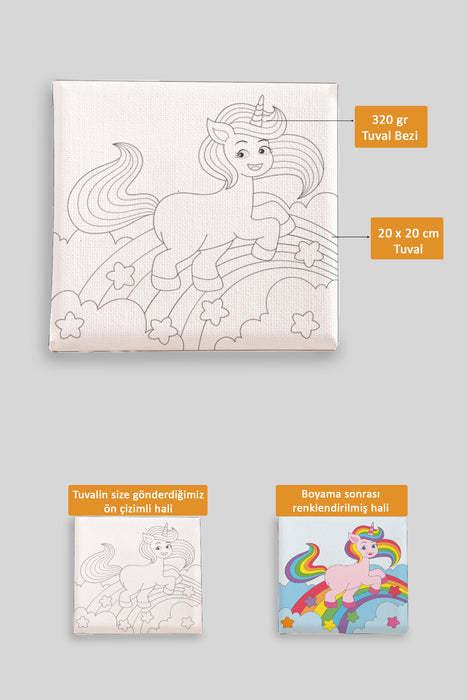 Sevimli Denizkızı ve Balıklar Ön Çizimli Boyama Tuvali 9100