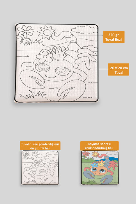 Sevimli Yengeç Ön Çizimli Boyama Tuvali 9169
