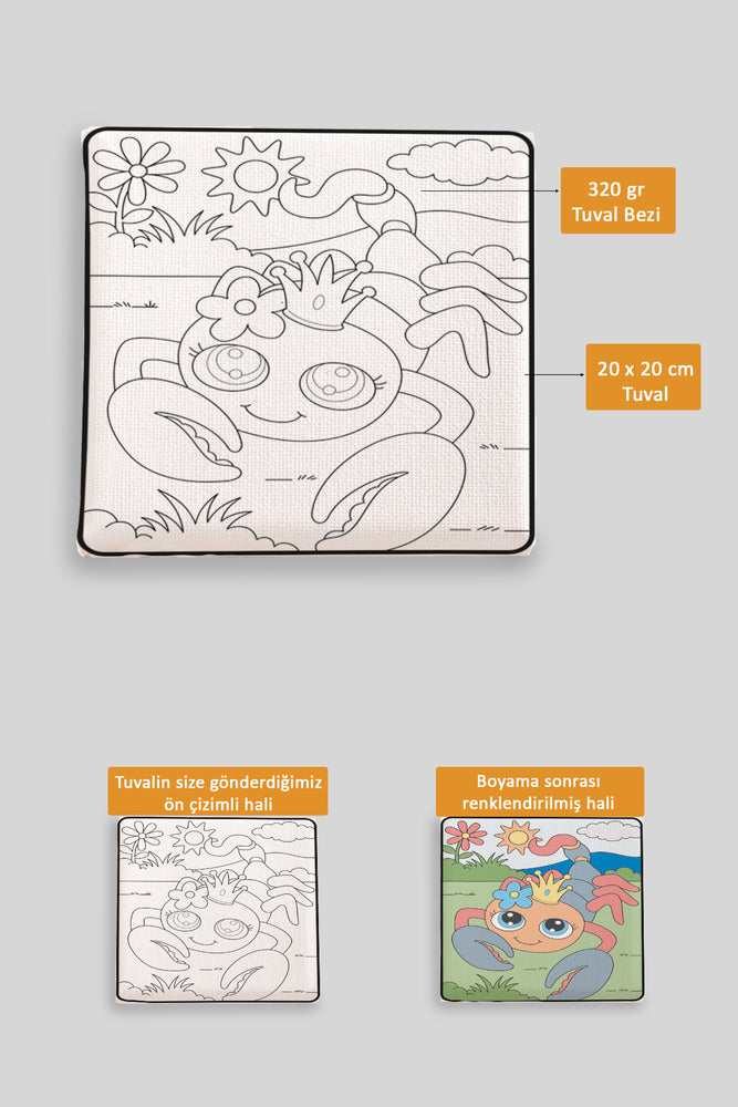 Sevimli Yengeç Ön Çizimli Boyama Tuvali 9169