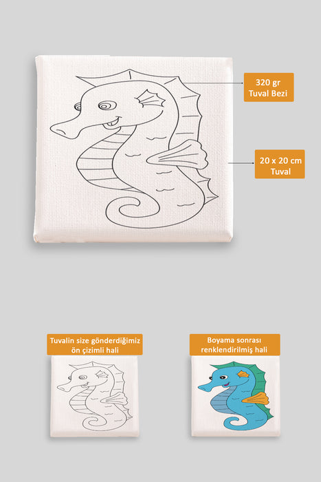 Sevimli Denizatı Ön Çizimli Boyama Tuvali 9202