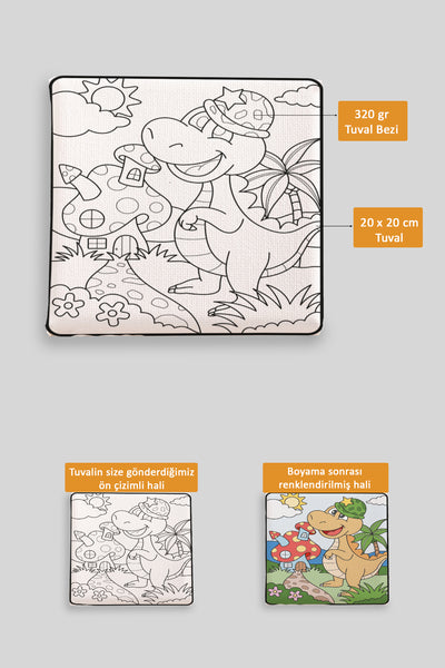 Sevimli Aslan ve Köpek Ön Çizimli Boyama Tuvali 9110