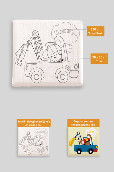 Sevimli Fare Ön Çizimli Boyama Tuvali 9200