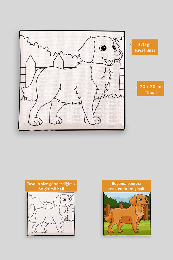 Sevimli Yavru Köpek Ön Çizimli Boyama Tuvali 9127