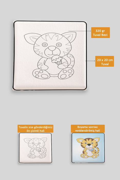 Sevimli Kaplan Ön Çizimli Boyama Tuvali 9170