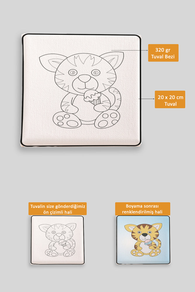 Sevimli Kaplan Ön Çizimli Boyama Tuvali 9170