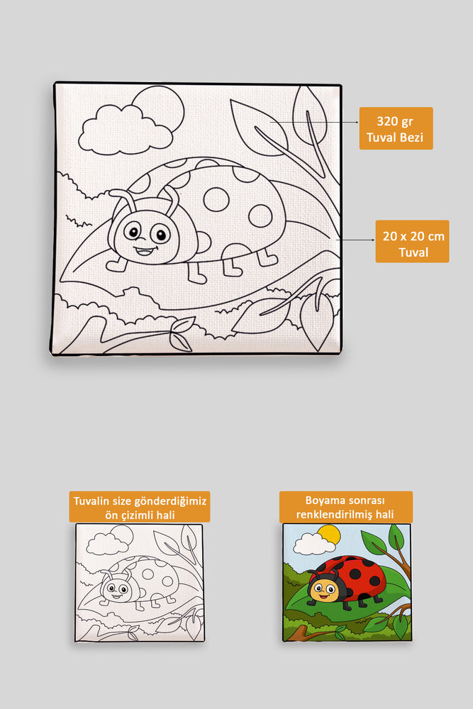 Uğur Böceği Ön Çizimli Boyama Tuvali 9167