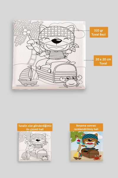 Sevimli Hayvanlar Tablosu Ön Çizimli Boyama Tuvali 9125