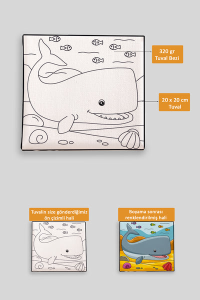 Güleryüzlü Koca Balina Ön Çizimli Boyama Tuvali 9205