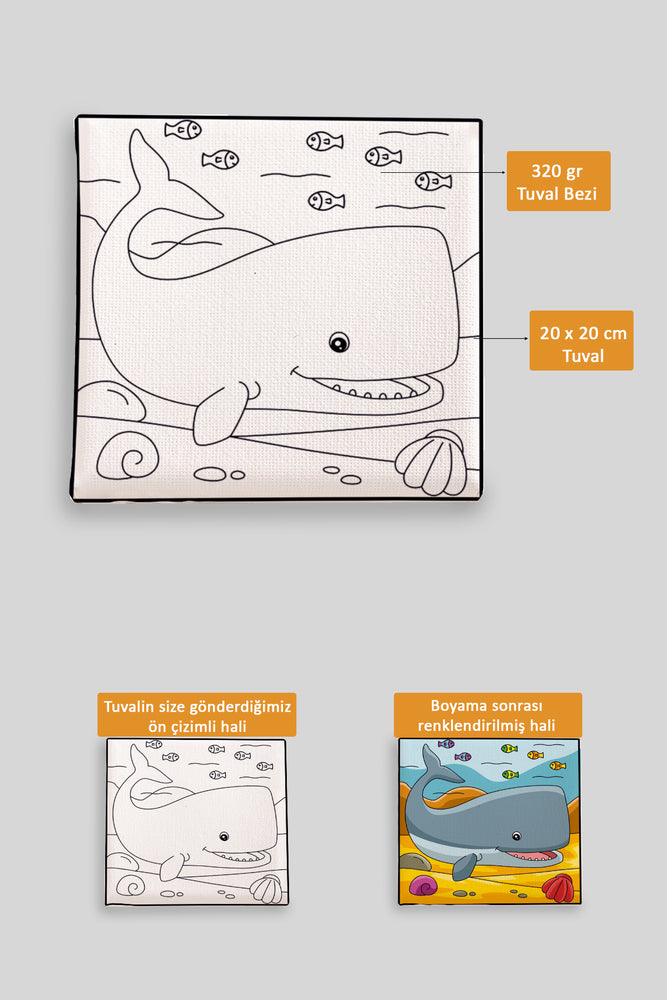 Güleryüzlü Koca Balina Ön Çizimli Boyama Tuvali 9205