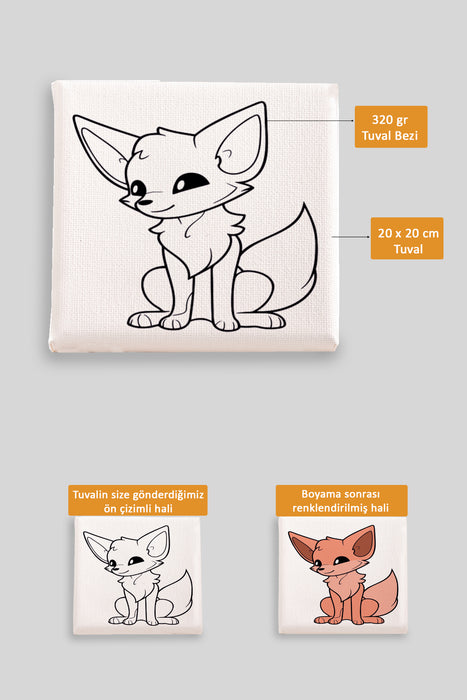 Sevimli Tilki Ön Çizimli Boyama Tuvali 9122