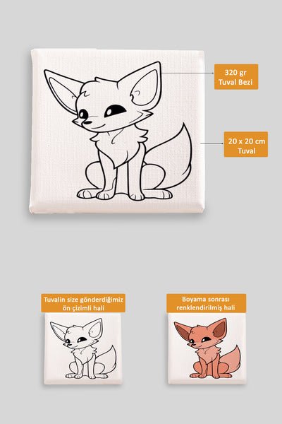 Sevimli Tilki Ön Çizimli Boyama Tuvali 9122