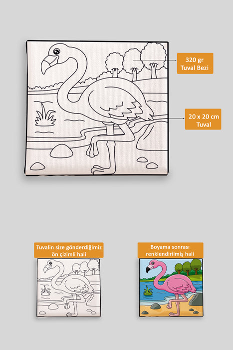 Sevimli Ekskavatör Kepçe Ön Çizimli Boyama Tuvali 9120