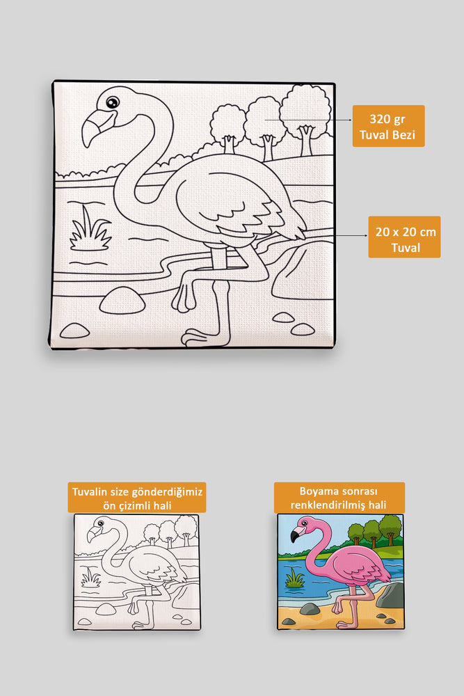 Sevimli Ekskavatör Kepçe Ön Çizimli Boyama Tuvali 9120