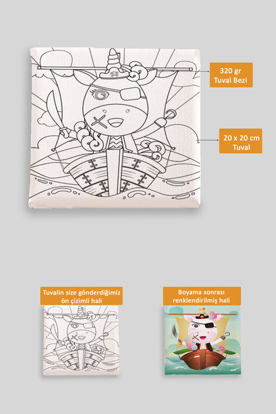 Sevimli Korsan Ön Çizimli Boyama Tuvali 9063