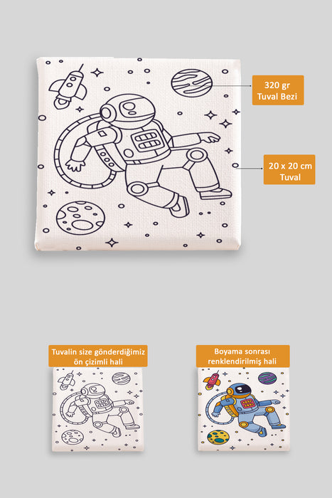 Sevimli Asronot Ön Çizimli Boyama Tuvali 9130