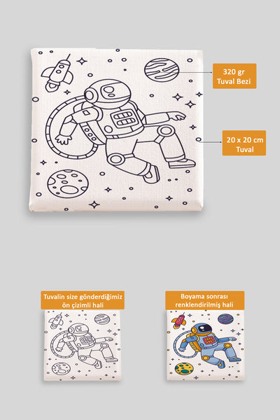 Sevimli Asronot Ön Çizimli Boyama Tuvali 9130