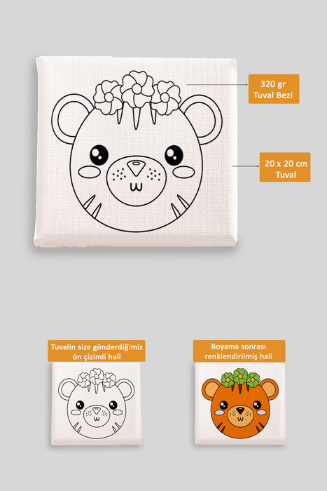 Sevimli Kaplan Ön Çizimli Boyama Tuvali 9178