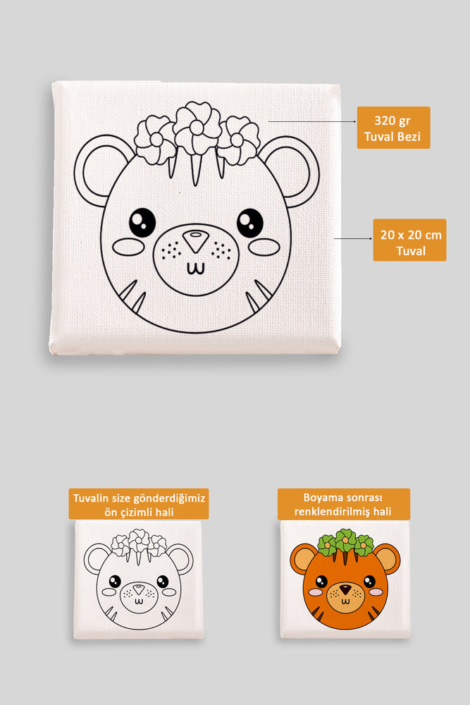 Sevimli Kaplan Ön Çizimli Boyama Tuvali 9178