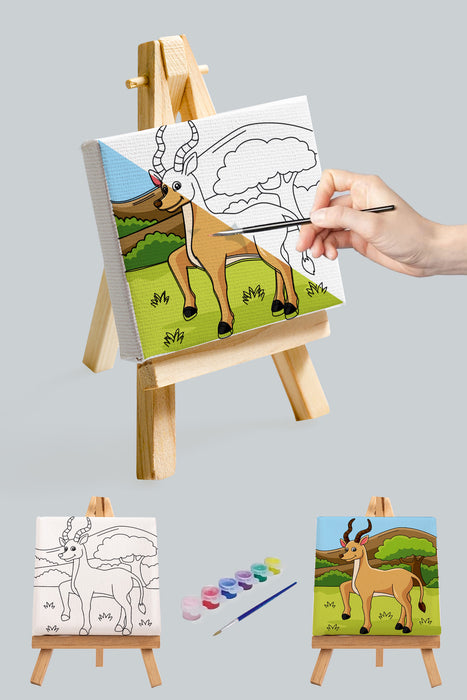 Sevimli Antilop Çocuk Eğitici Tuval Boyama Hobi Seti 9001