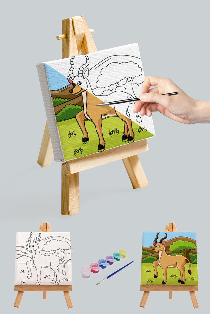 Sevimli Antilop Çocuk Eğitici Tuval Boyama Hobi Seti 9001