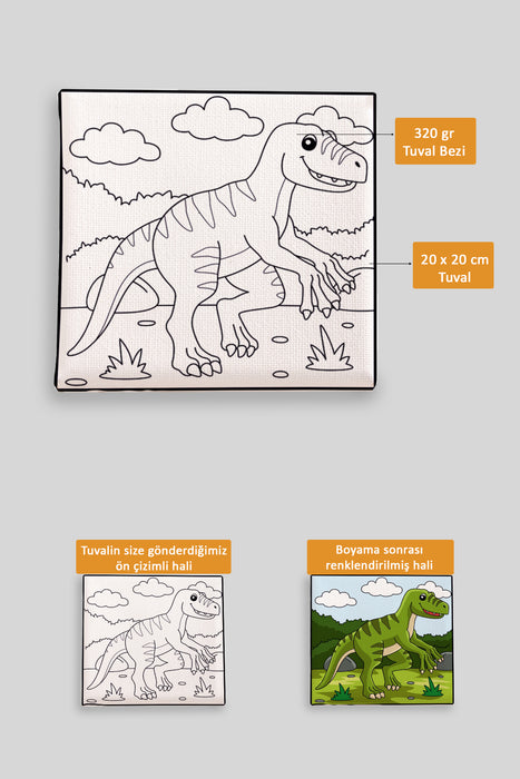 Sevimli Yavru Dinazor Ön Çizimli Boyama Tuvali 9225