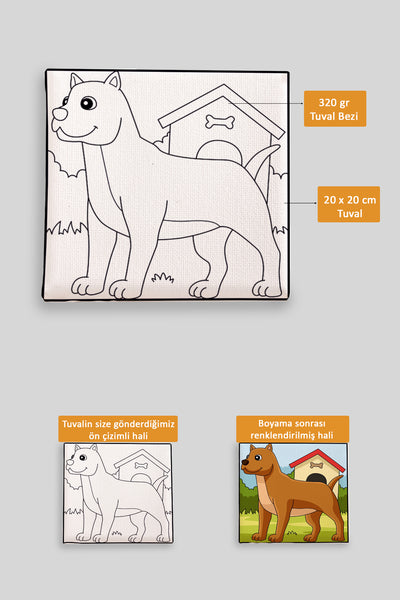 Sevimli Yavru Köpek Ön Çizimli Boyama Tuvali 9196