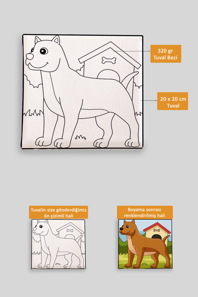 Sevimli Yavru Köpek Ön Çizimli Boyama Tuvali 9196