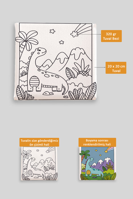 Sevimli Yavru Dinazor Ön Çizimli Boyama Tuvali 9144