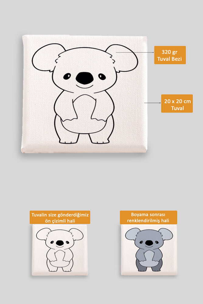 Sevimli Koala Ön Çizimli Boyama Tuvali 9165