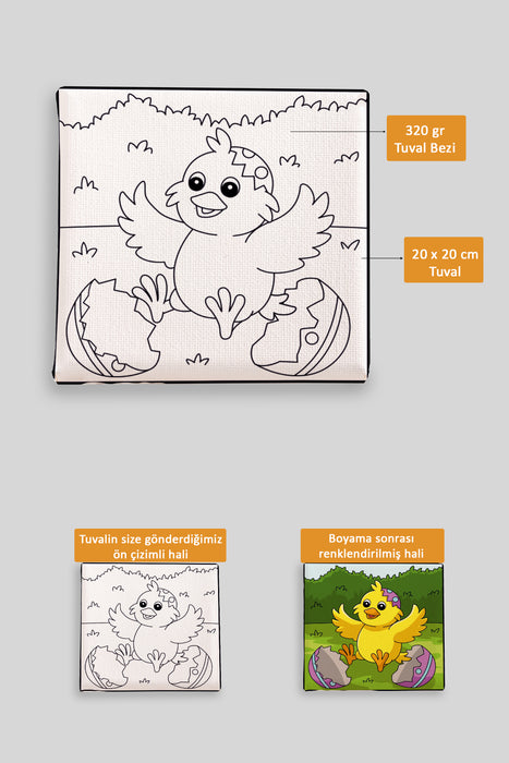Paskalya Yumurtasından Çıkan Civciv Ön Çizimli Boyama Tuvali 9024
