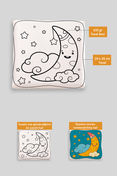 Sevimli Gökyüzü Manzarası Ön Çizimli Boyama Tuvali 9052