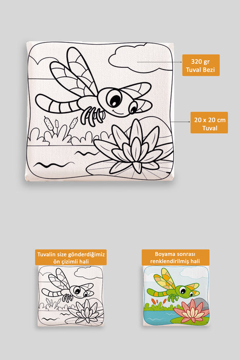 Sevimli Yusufcuk Böceği Ön Çizimli Boyama Tuvali 9046