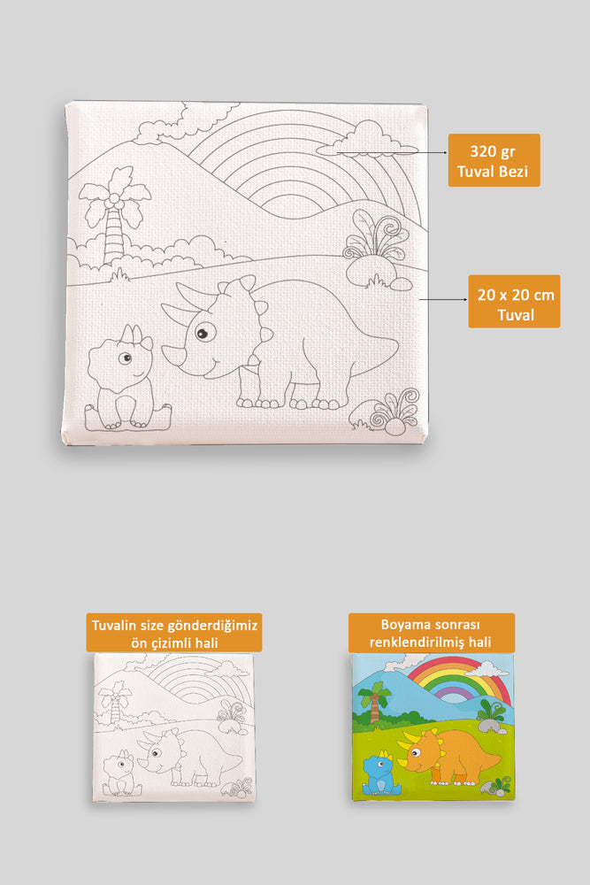 Sevimli Gergedan ve Yavrusu Ön Çizimli Boyama Tuvali 9096