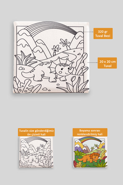 Sevimli Yavru Dinazor Ön Çizimli Boyama Tuvali 9139