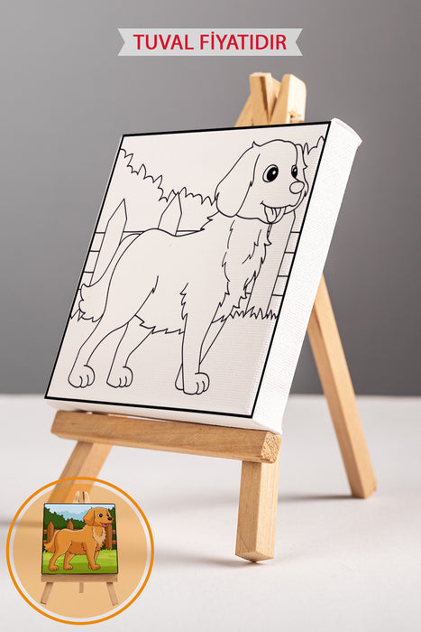 Sevimli Yavru Köpek Ön Çizimli Boyama Tuvali 9127