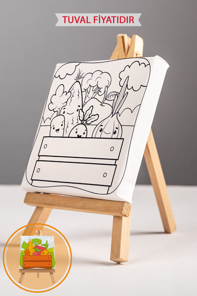 Sevimli Sebzeler Ön Çizimli Boyama Tuvali 9059