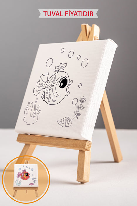 Sevimli Balık Ön Çizimli Boyama Tuvali 9061