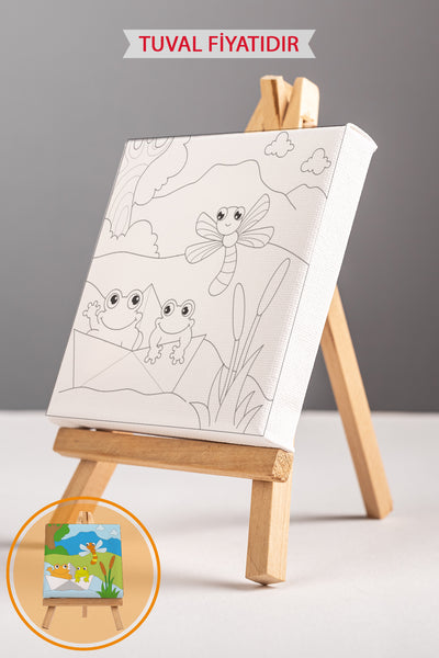 Sevimli Kurbağalar Ön Çizimli Boyama Tuvali 9078