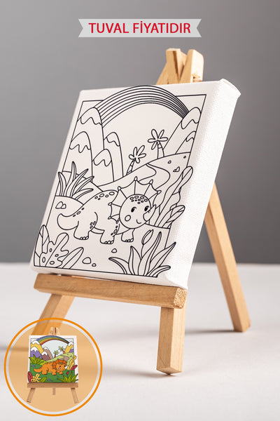 Sevimli Yavru Dinazor Ön Çizimli Boyama Tuvali 9139