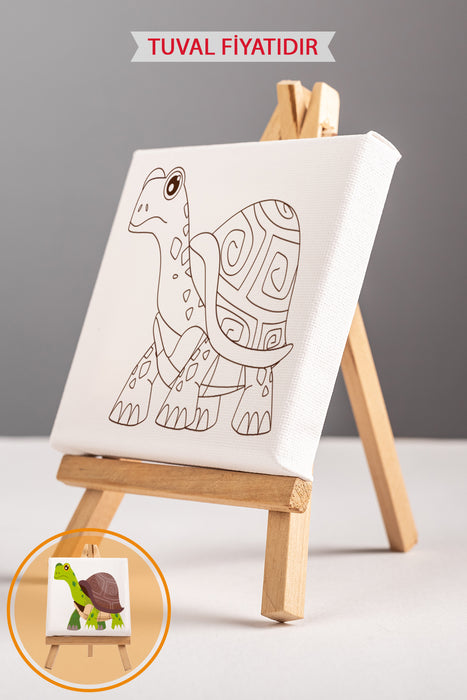 Sevimli Kaplumbağa Ön Çizimli Boyama Tuvali 9154