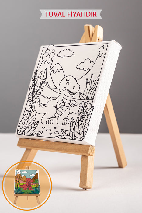 Sevimli Yavru Dinazor Ön Çizimli Boyama Tuvali 9140