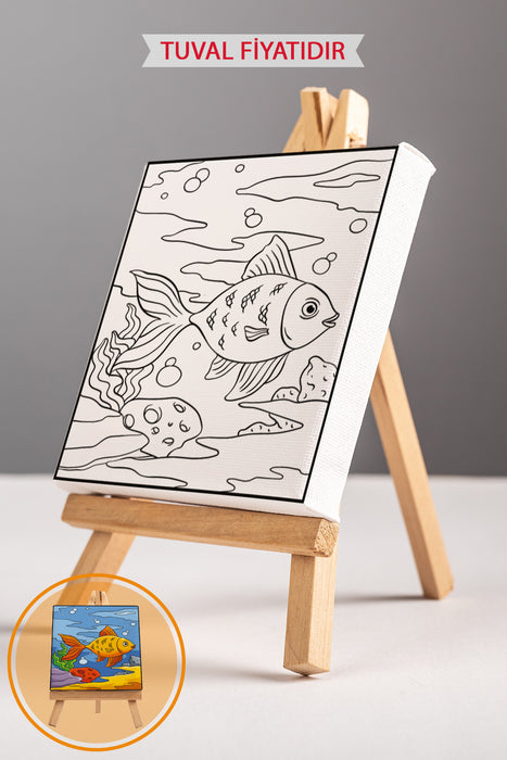 Sevimli Balık Ön Çizimli Boyama Tuvali 9128